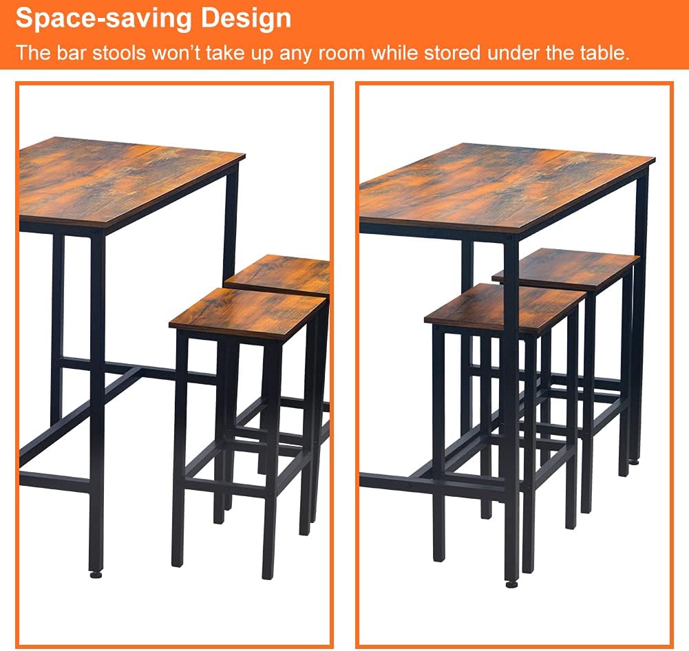3-Piece Bar Table Set with 2 Stools Z959