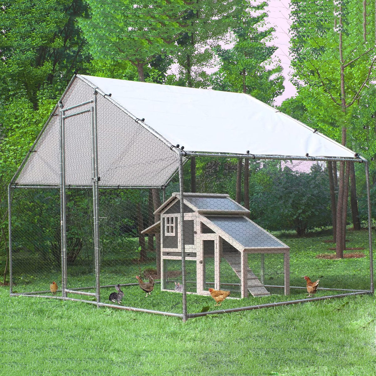 Extra Large Metal Chicken Coop with Cover U1807