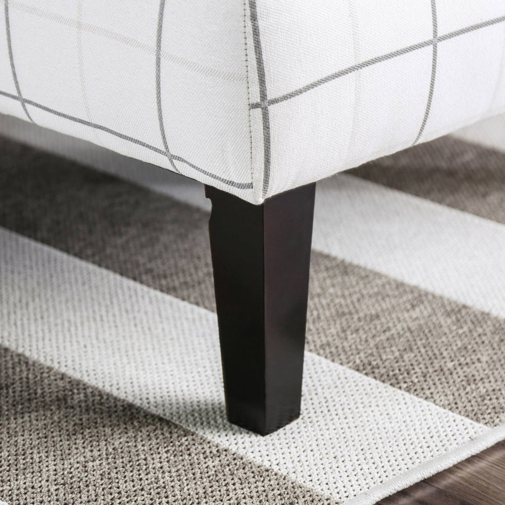 Ivory Fabric Square Ottoman E9446