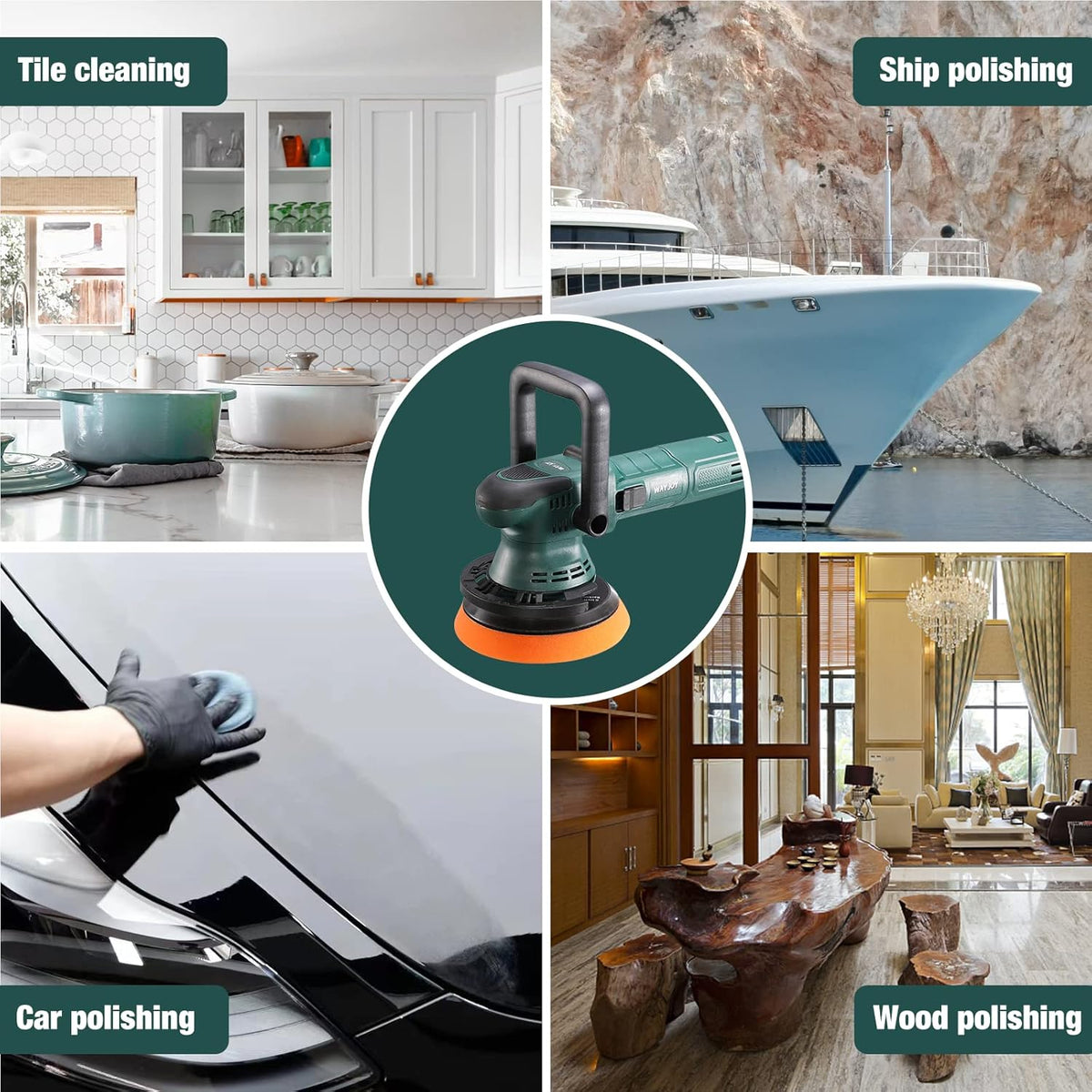 6 Inch Random Orbital Dual Action Polisher with Foam Pads N424