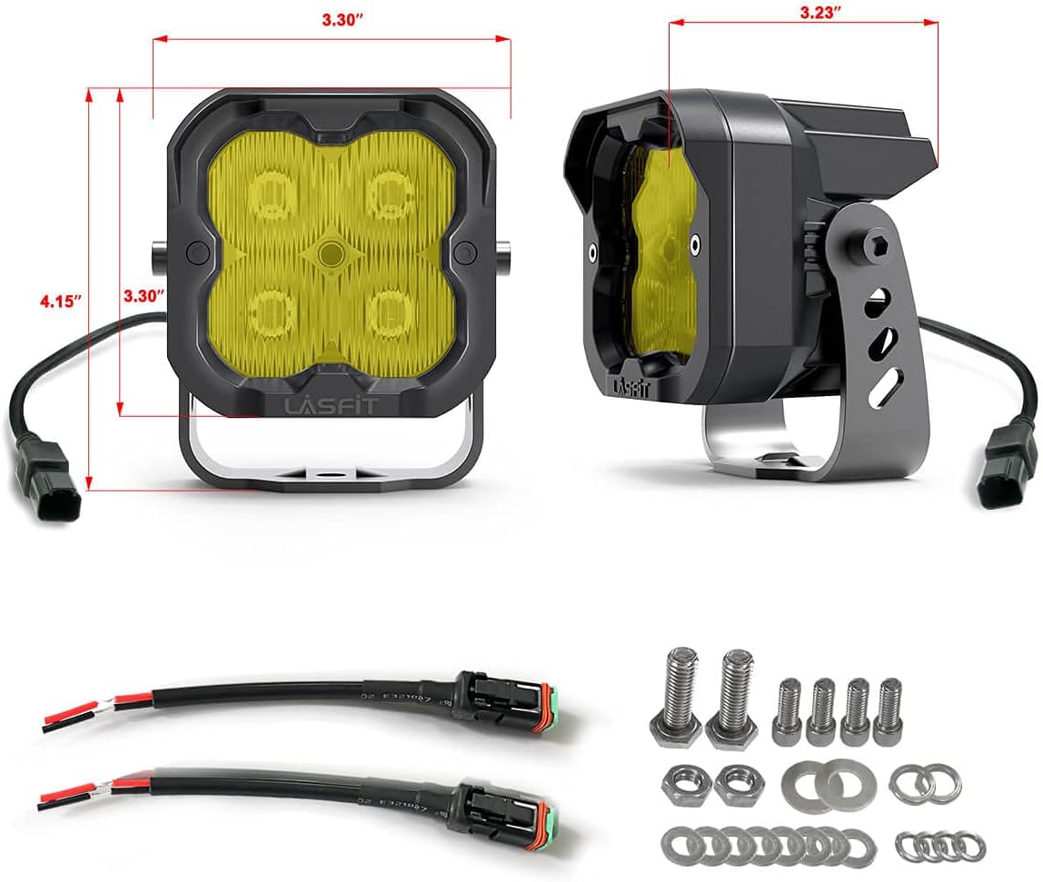 Yellow LED Pod Lights 3 inch 2pcs 18W 3700K E336658