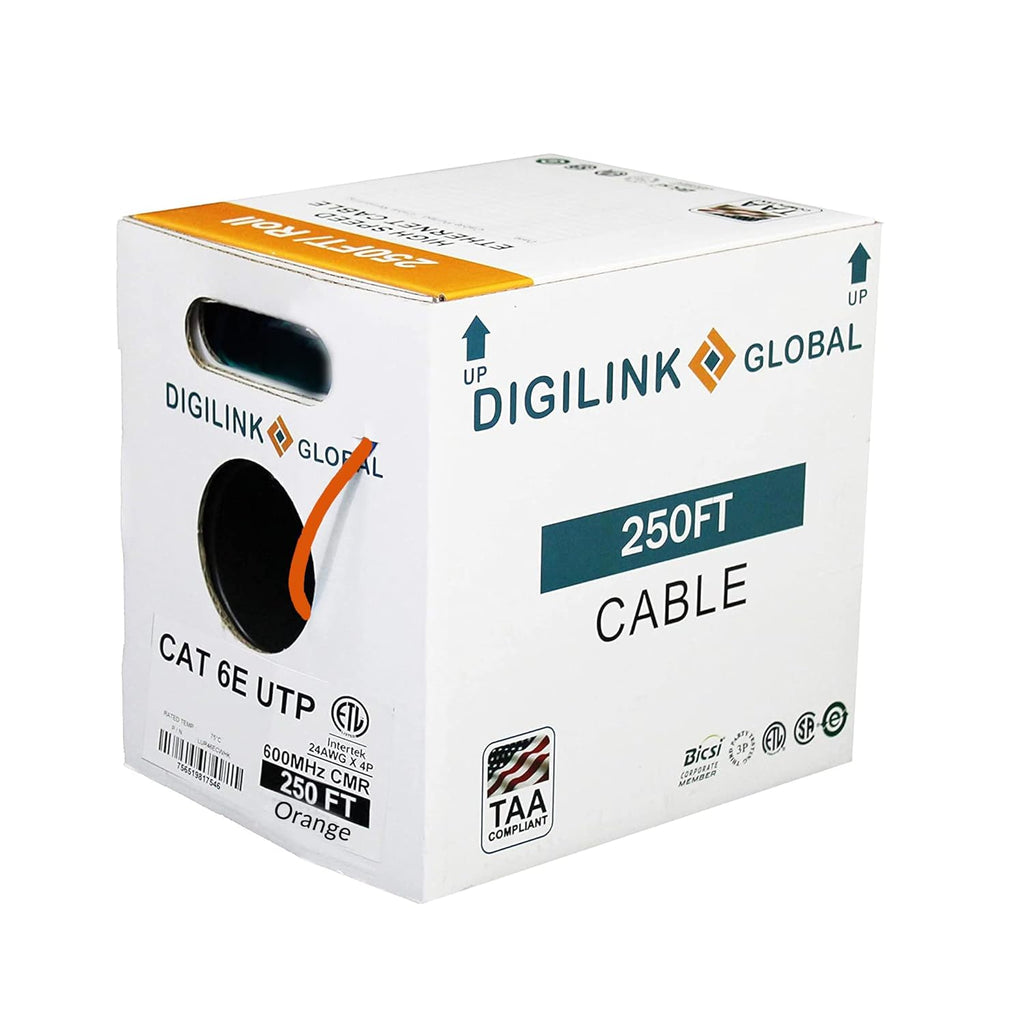 Cat6e Riser 1000ft UTP 24AWG Solid Bare Copper Blue Ethernet Cable I39094