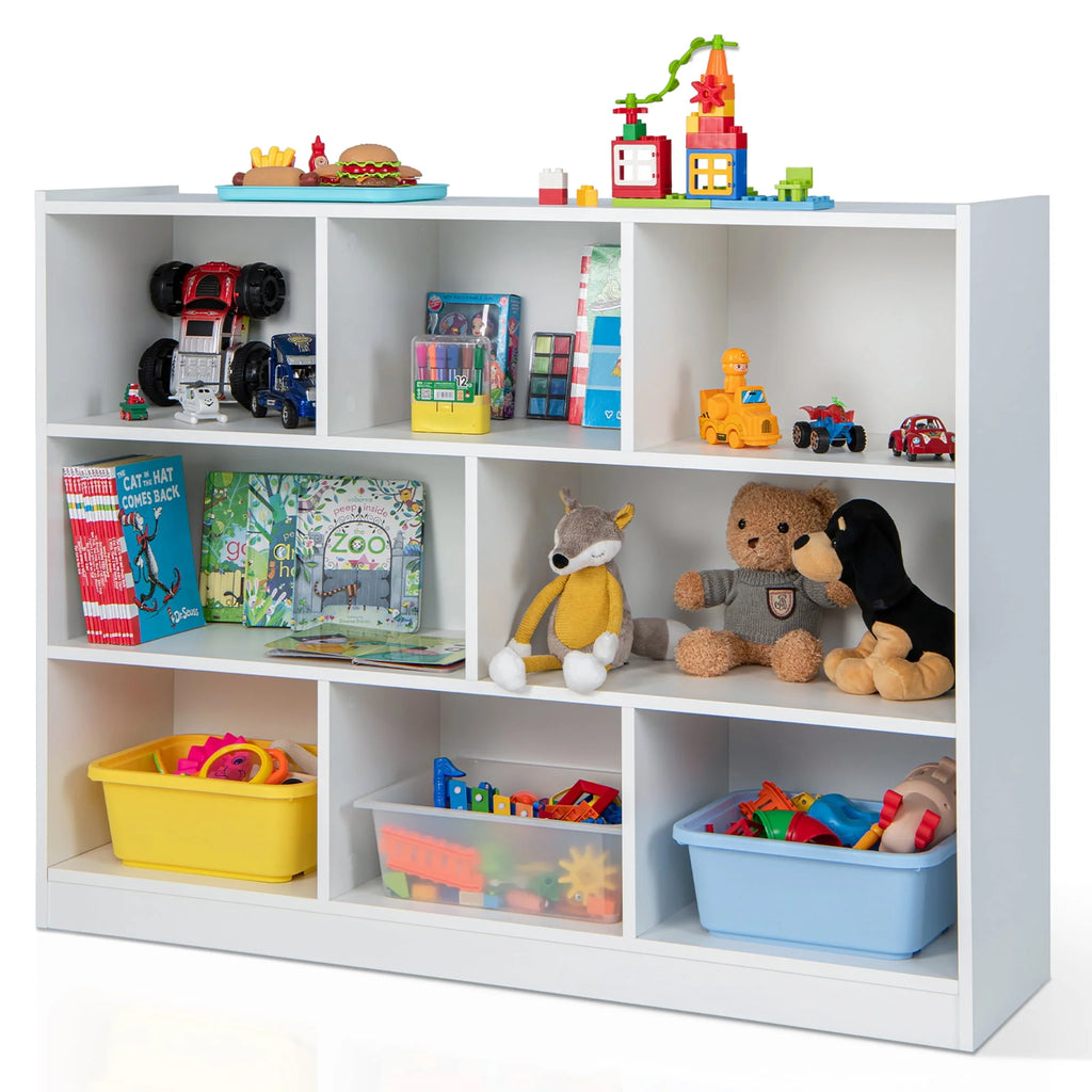 White 3-tier 8-Cube Floor Standing Storage Bookcase M660