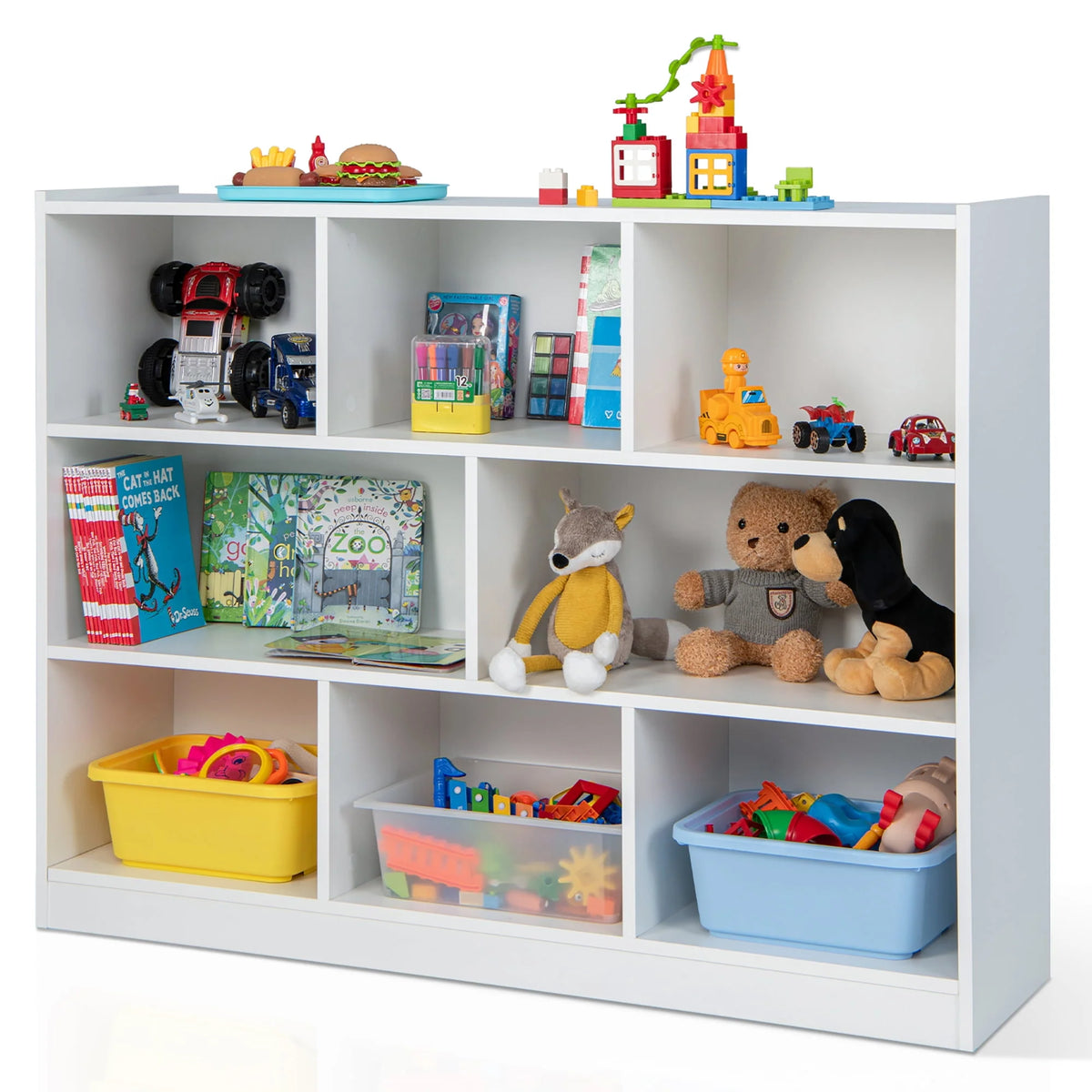 White 3-tier 8-Cube Floor Standing Storage Bookcase M660