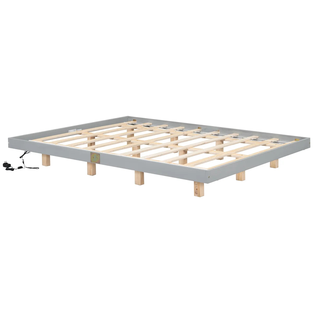 Queen Size Floating Bed Frame with LED Lights Y26907