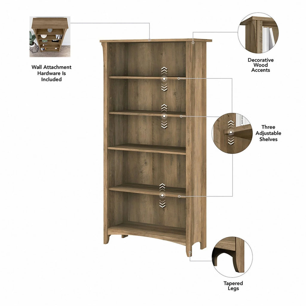 5 Shelf Engineered Wood Bookcase Set of 2 E93161