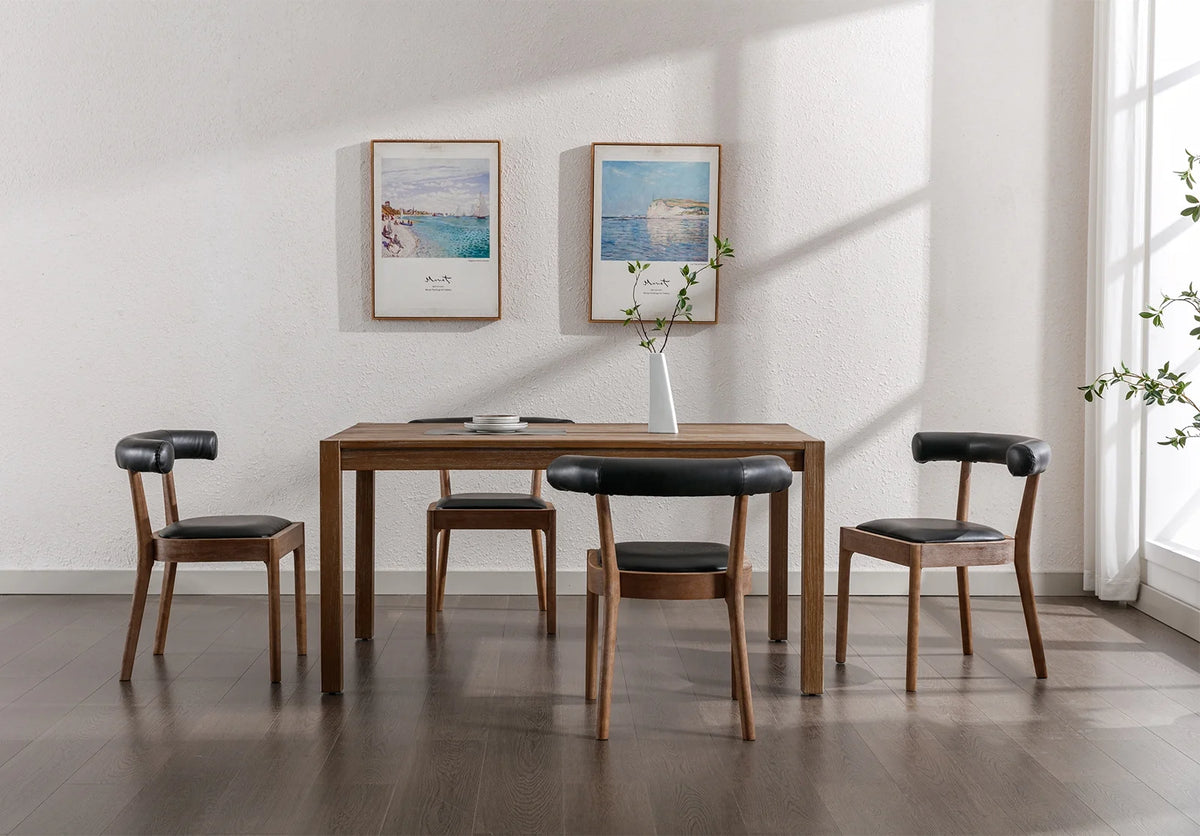 Black PU Upholstered Wooden Dining Chairs Set of 2 R52810