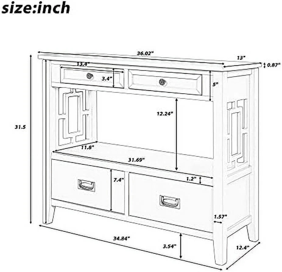 Modern Wood Console Table with 4 Drawers and 1 Shelves L61088