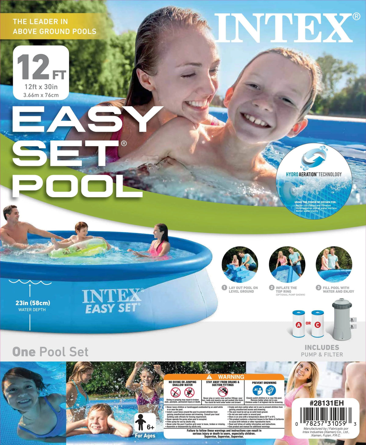 12' x 30 Above Ground Swimming Pool with Filter Pump C34046