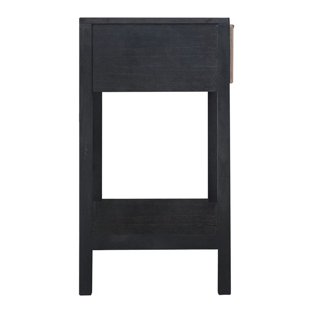 22 Inch Pine Wood Woven Rattan 1 Drawer Accent Side Table H796134