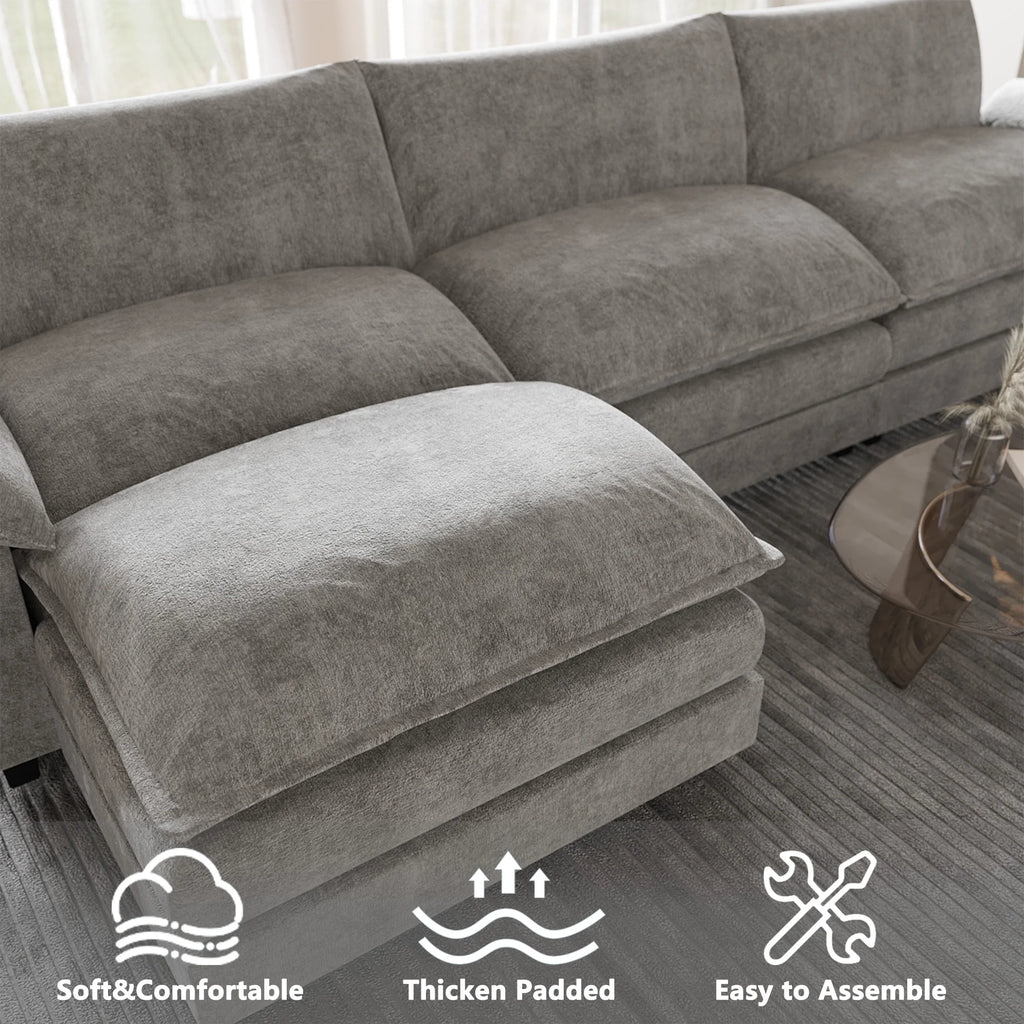 3-seat Sectional Sofa with Reversible Chair and Ottoman Z18859
