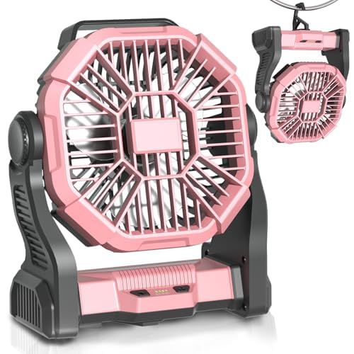 Portable Rechargeable Camping Fan with LED Lights K660567