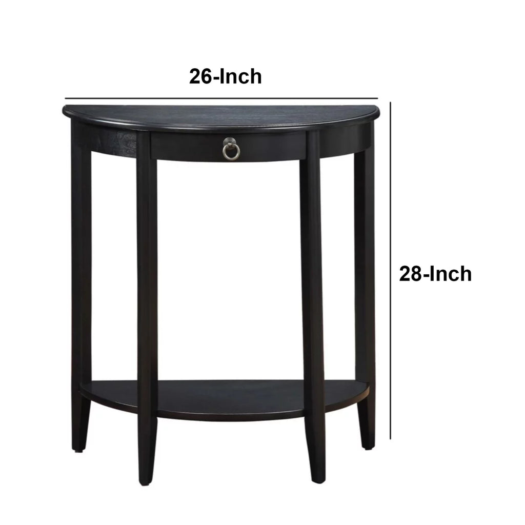 Black Wood Half Moon Console Table with Drawer A2100