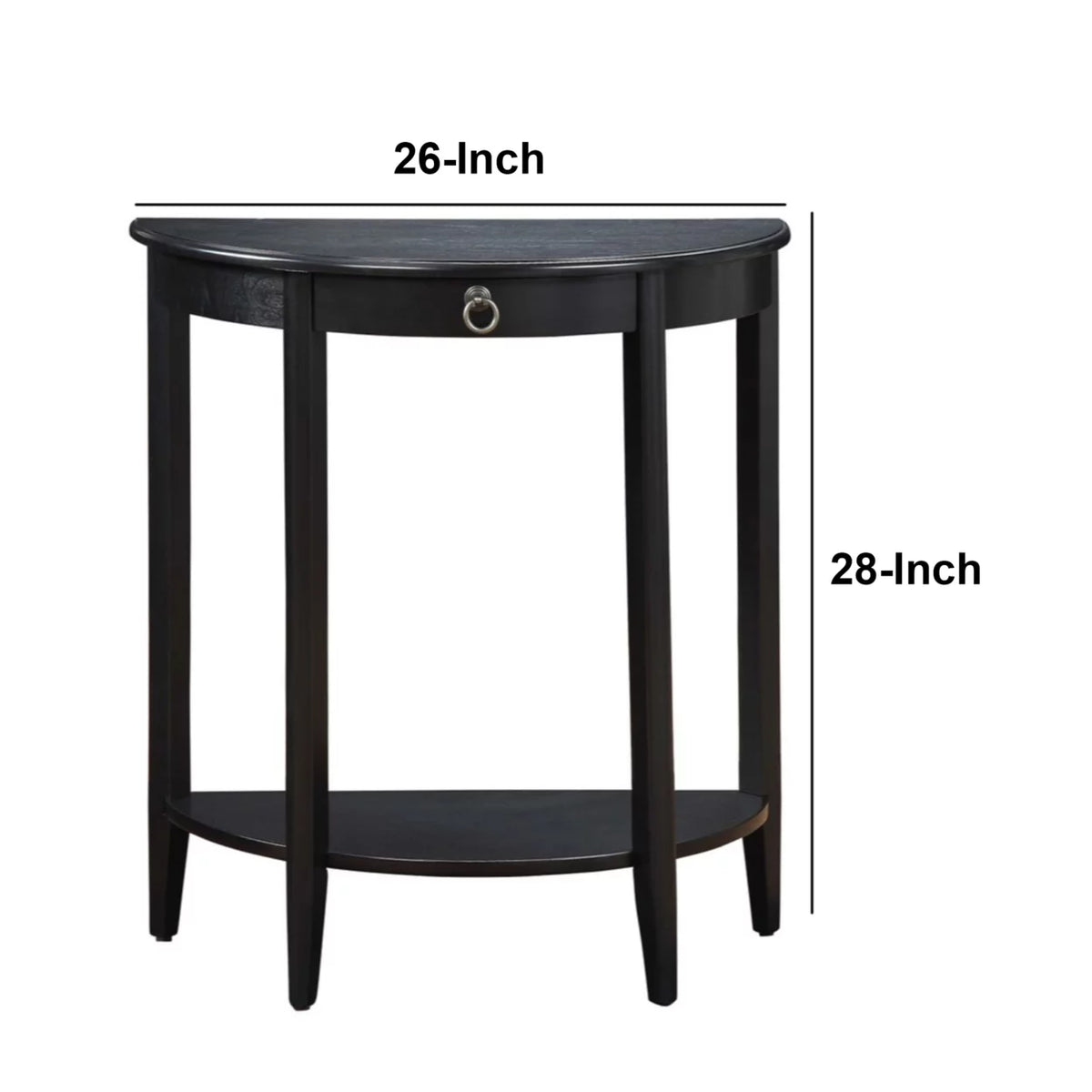 Black Wood Half Moon Console Table with Drawer A2100