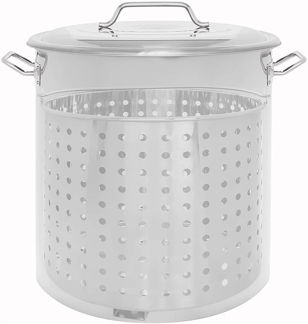 Stainless Steel 80 Quart Stock Pot with Steamer Basket U742