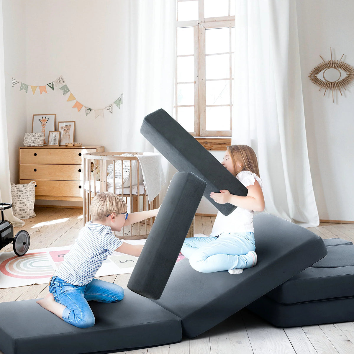 Gray 9-Pieces Kids Sofa Couch C506908