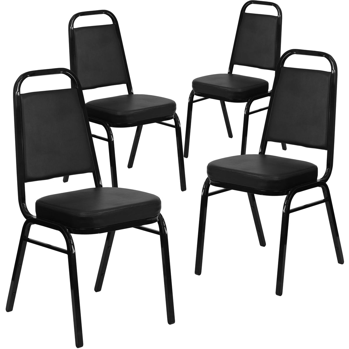 4 Pack Black Vinyl Stacking Banquet Chair M1652
