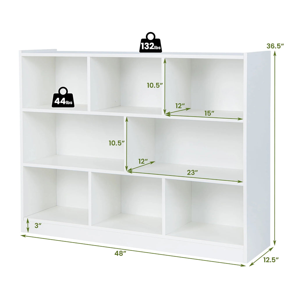White 3-tier 8-Cube Floor Standing Storage Bookcase M660