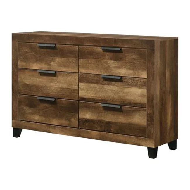 Rustic Oak Finish Manufactured Wood Six Drawers Dresser A27621