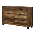 Rustic Oak Finish Manufactured Wood Six Drawers Dresser A27621