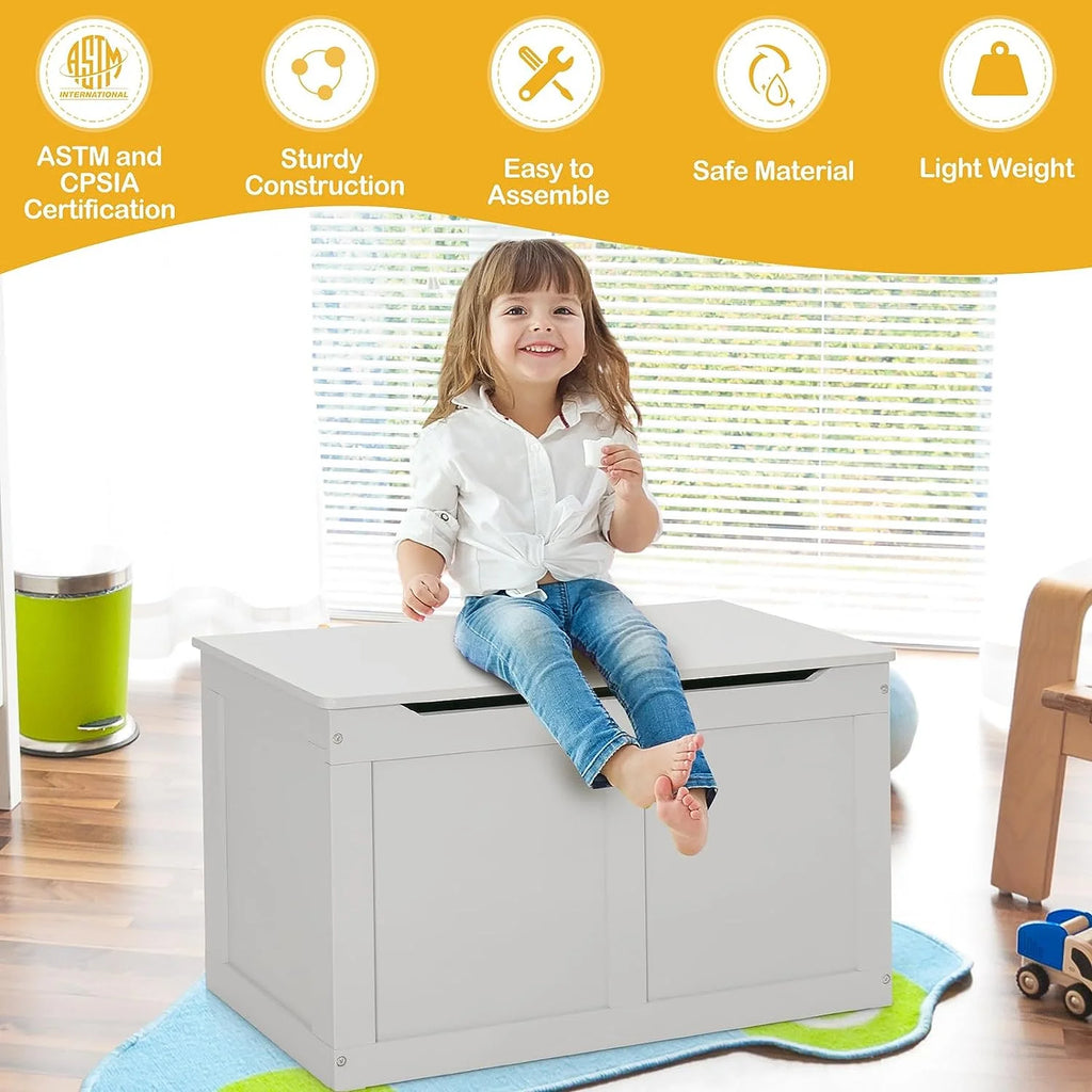 Wooden Toy Box Storage Truck Bench with Flip-Top Lid B68207