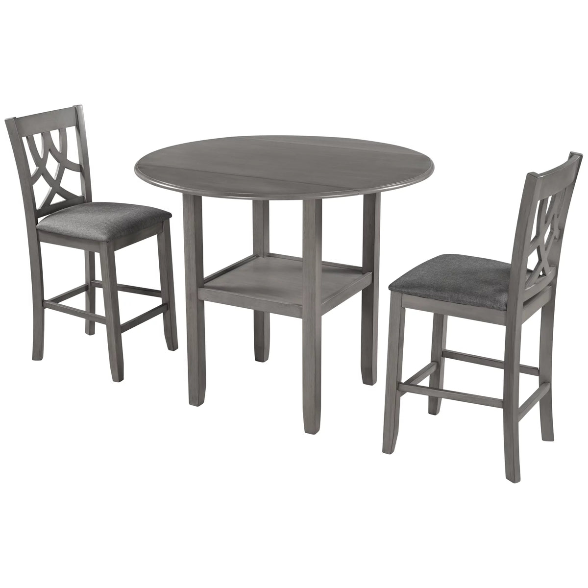 3 Piece Round Drop Leaf Dining Table Set with 2 Chairs N7237