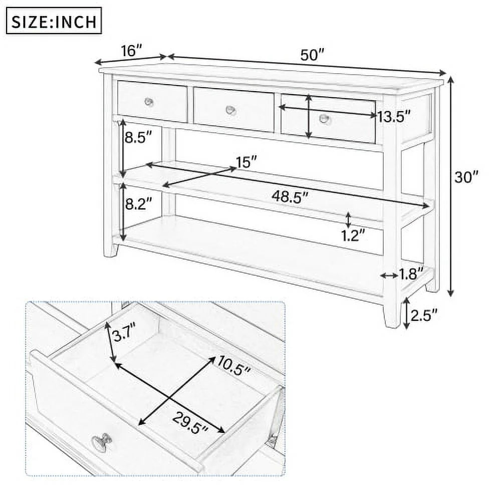 Console Table with Pine Solid Wood Frame and Legs O4923