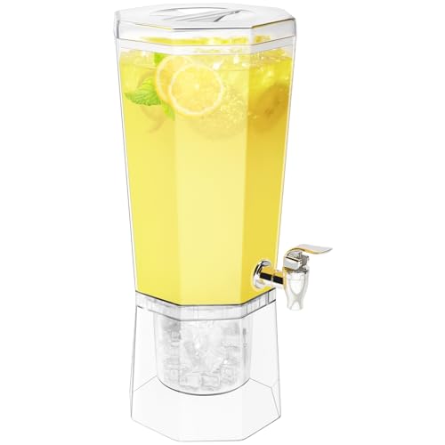1 Gallon Clear Plastic Drink Dispensers with Stand, 2 Pcs E7935