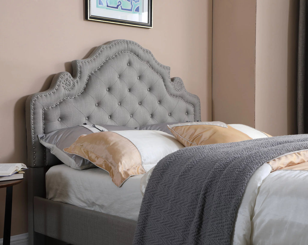 Classic Wood Platform Bed Queen Light Grey K498