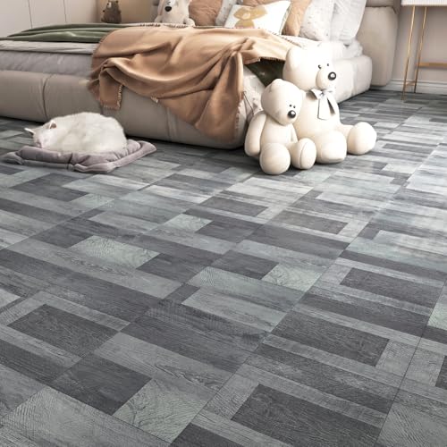 Black 35 Pcs Peel and Stick Vinyl Flooring Planks M3248