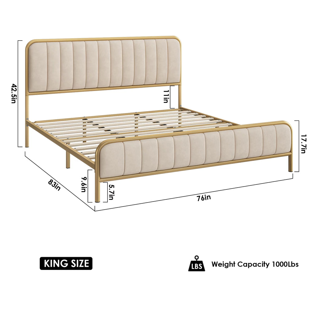 King Size Tufted Upholstered Bed Frame H628769