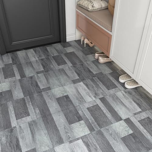 Black 35 Pcs Peel and Stick Vinyl Flooring Planks M3248