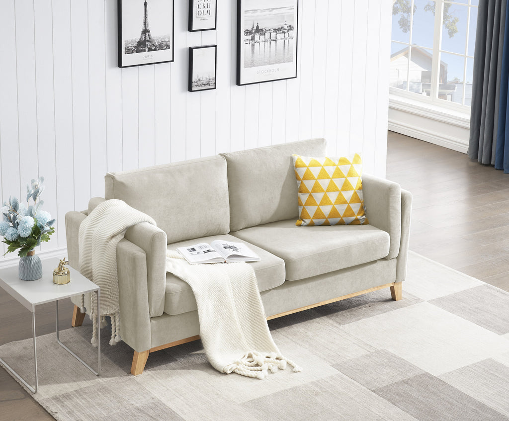 Chenille Fabric 2-Seater Upholstered Sofa Couch with Solid Wood Legs M30061