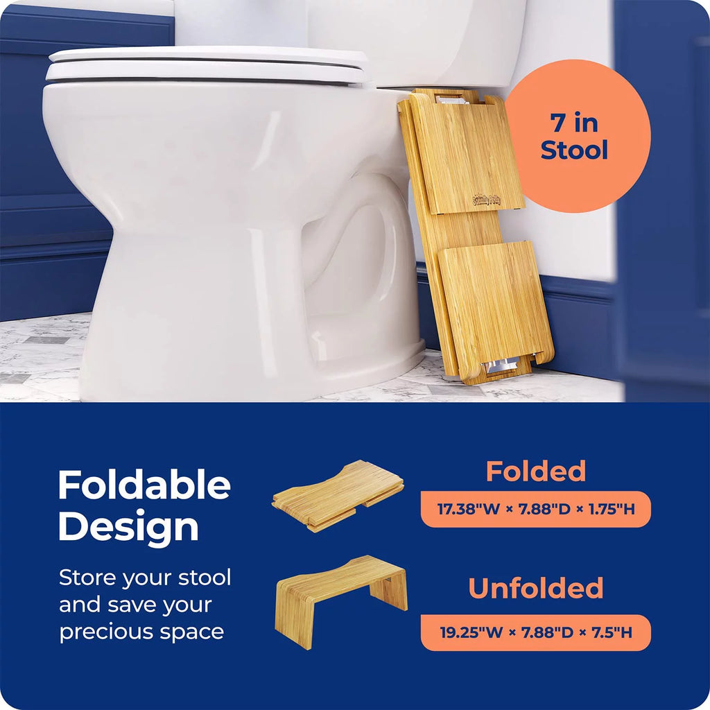 Folding Bamboo Toilet Stool 7 Inches I1793