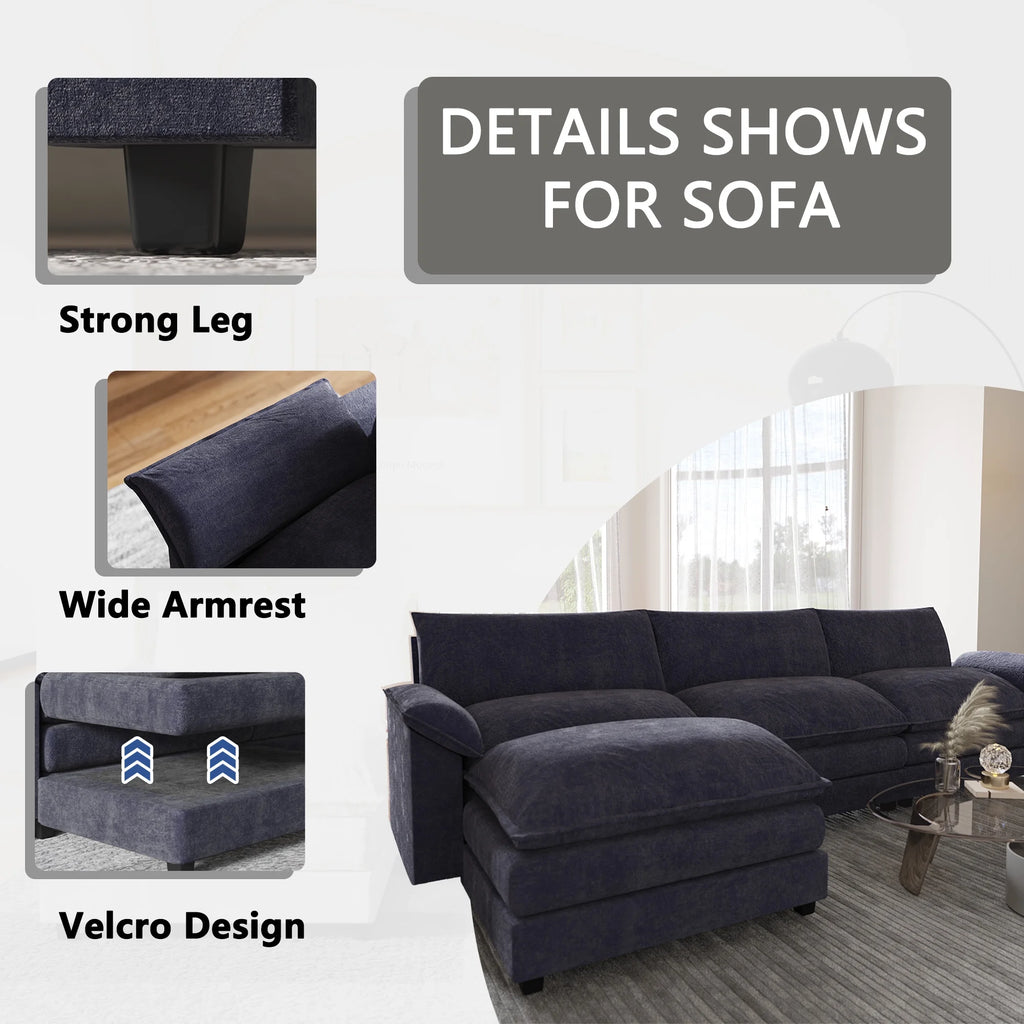 3-seat Sectional Sofa with Reversible Chair and Ottoman Z18859