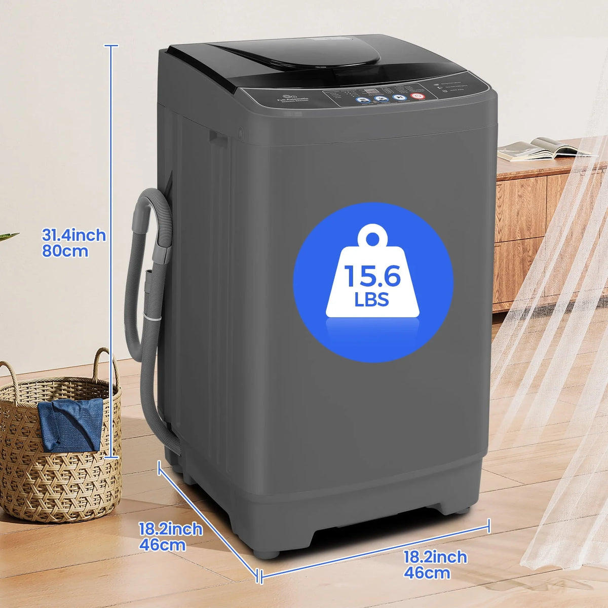 15.6lbs Fully Automatic Portable Washing Machine Dark Gray W480