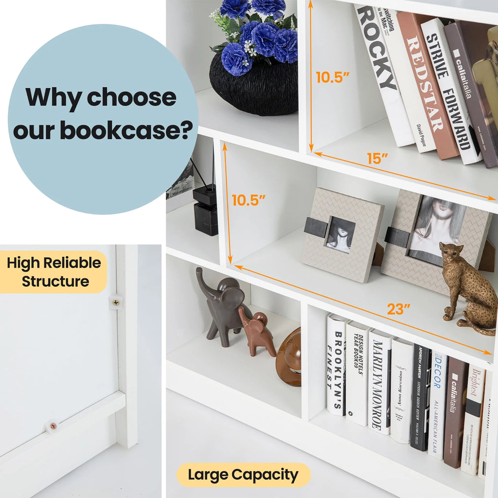 White 3-tier 8-Cube Floor Standing Storage Bookcase M660