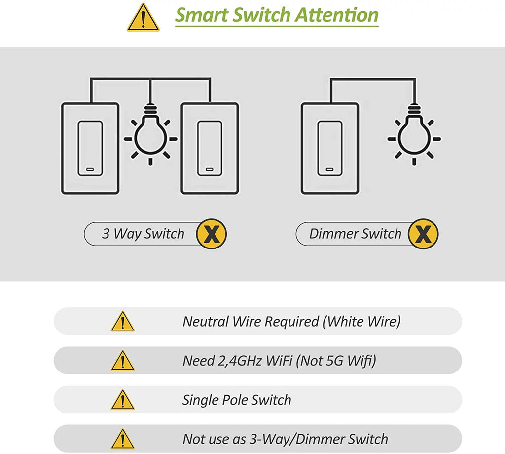 White Smart Light Switch, 15A, 4 Pack E6969