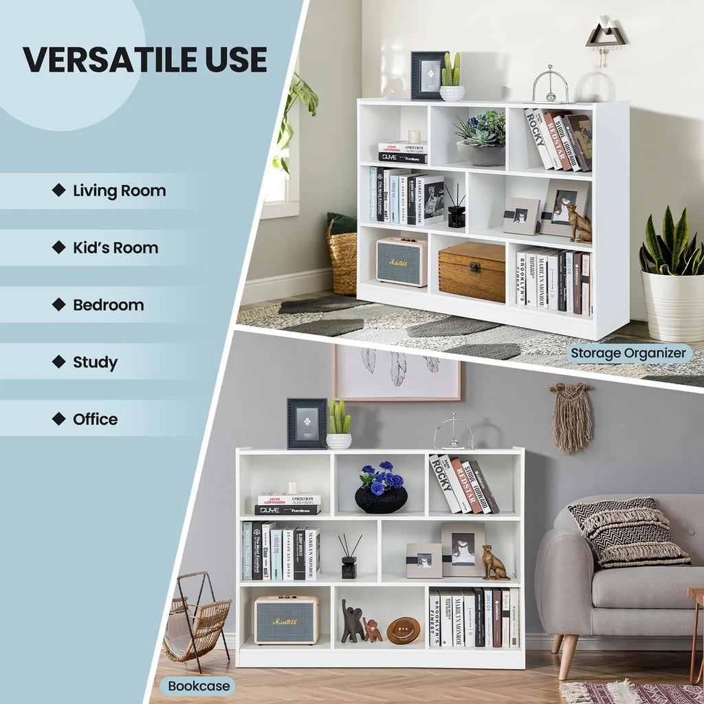 White 3-tier 8-Cube Floor Standing Storage Bookcase M660