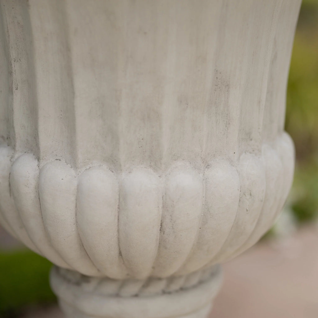 Antique White Concrete Urn Planter M79205