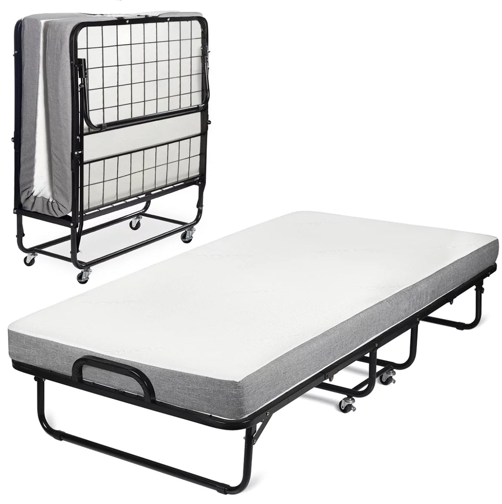 Folding Bed with Memory Foam Mattress and Sturdy Frame, Cot Size O6288