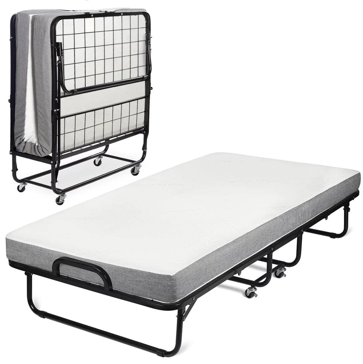 Folding Bed with Memory Foam Mattress and Sturdy Frame, Cot Size O6288