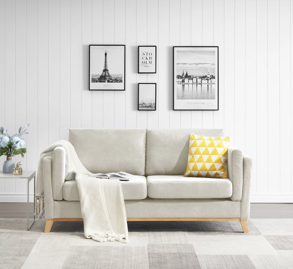 Chenille Fabric 2-Seater Upholstered Sofa Couch with Solid Wood Legs M30061