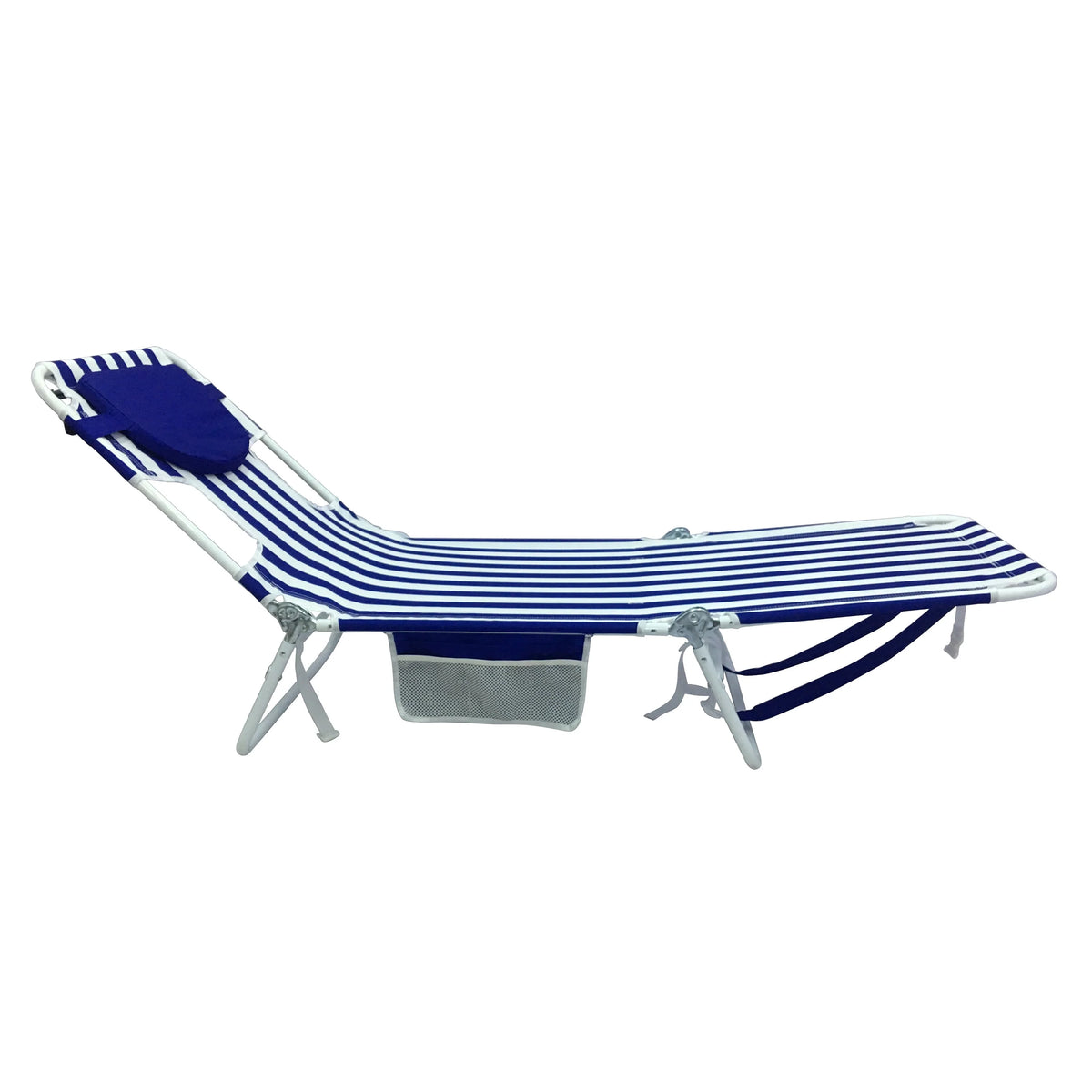 Blue & White Stripe Folding Beach Lounger R415881