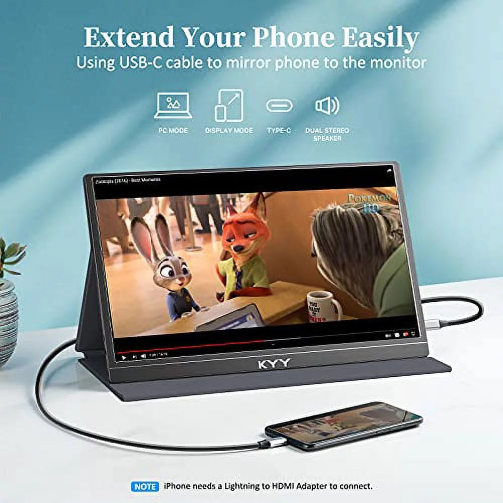 15.6'' 1080P FHD USB-C Portable Monitor with Smart Cover & Dual Speaker G759