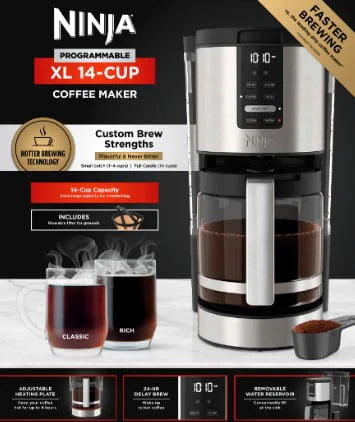 14-Cup Programmable Coffee Maker with Glass Carafe T313094