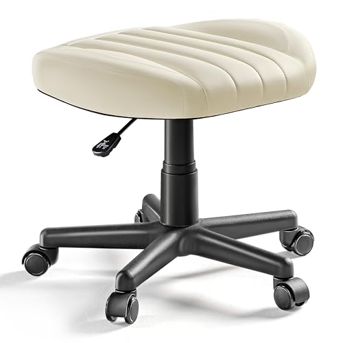 Height Adjustable Beige Foot Stool with Wheels J568514