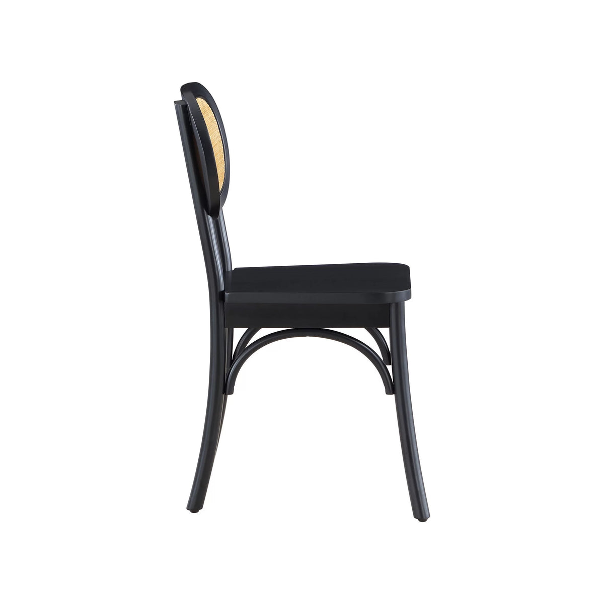 Black Rattan and Solid Wood Dining Chairs I1249