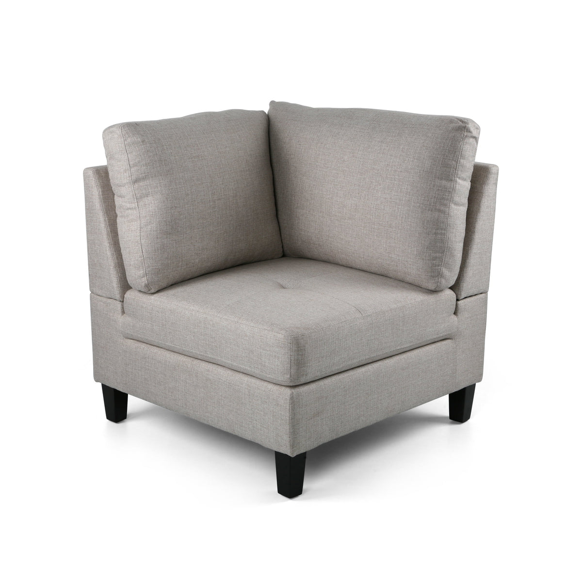 Beige and Dark Brown Fabric Sectional Sofa with Ottoman L624