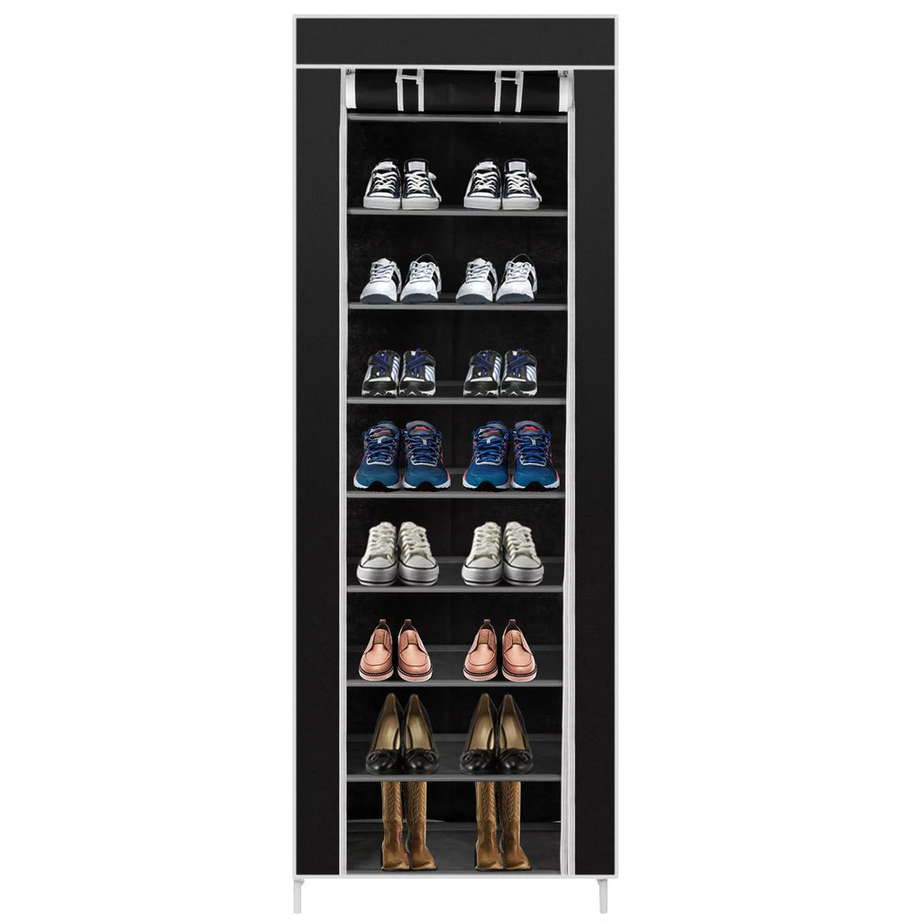 10 Tiers 9 Lattices Shoe Rack Storage Organizer Black P885